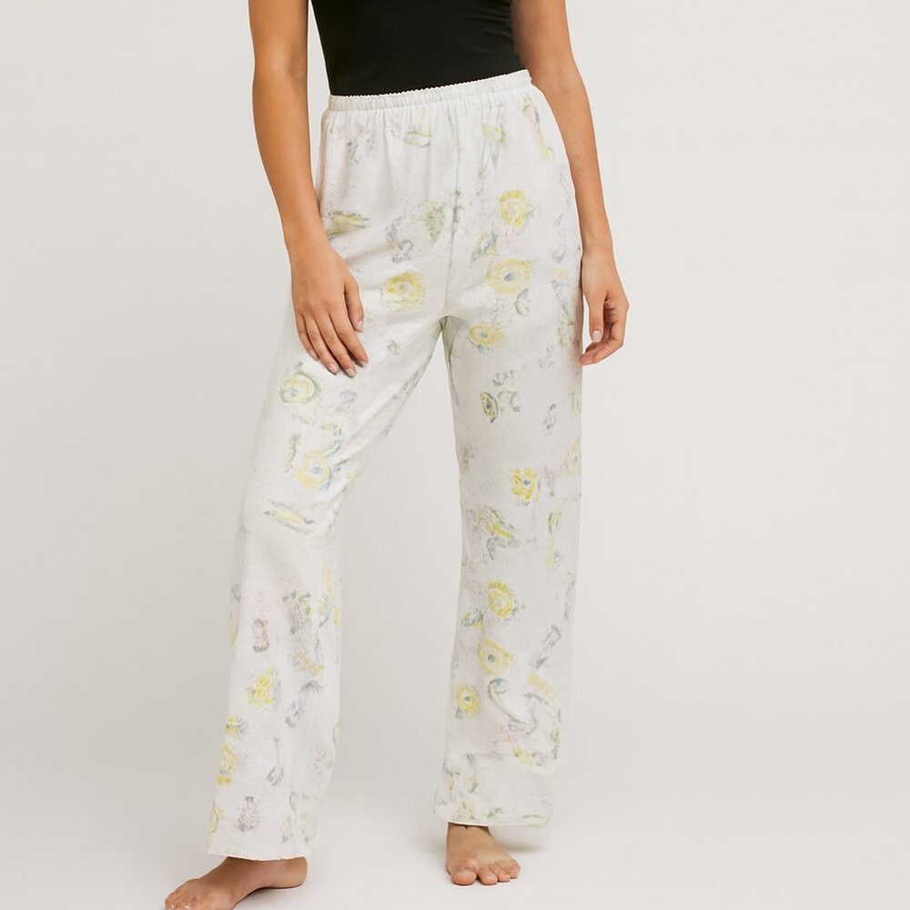 Liz & Jane Women’s Abstract Art Lounge Pants White Multicolor Size M 8‑10